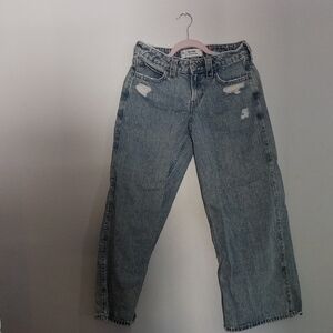 Hollister Low-rise Super Baggy Light Blue Distressed Straight Leg Jeans